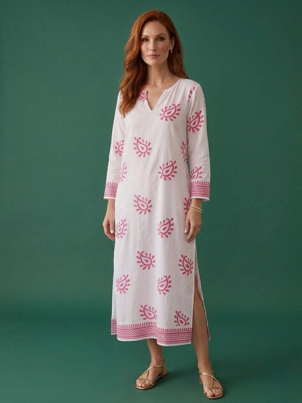 Aspiga Caftan 100% Cotton Caftan Swim Coverup XS